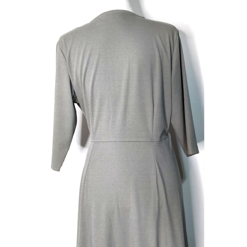 TravelSmith Wrap Dress Womens L‎ Gray 3/4 Sleeve V-Neck Maxi - Picture 8 of 15